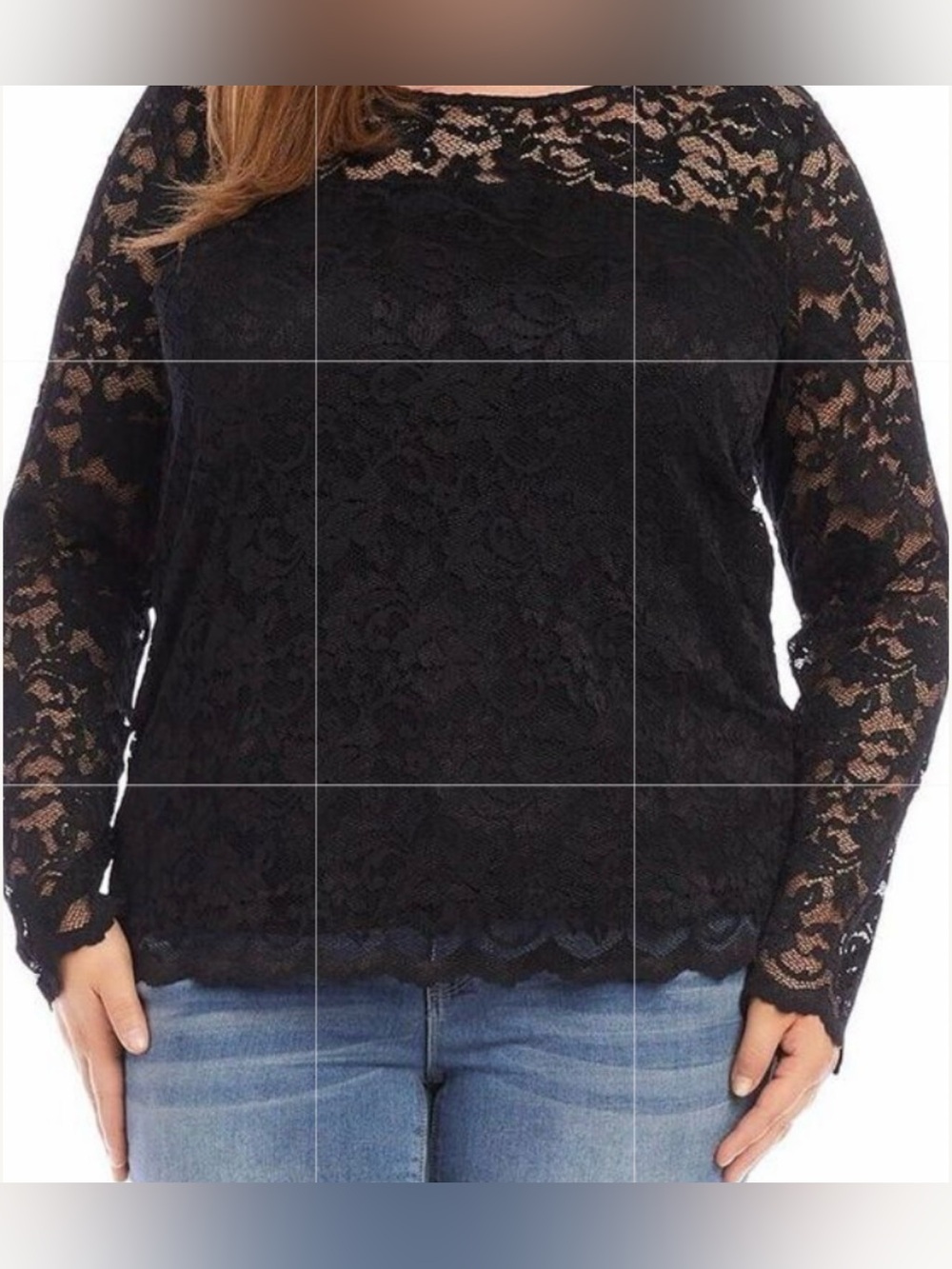 Karen Kane Black Lace Long Sleeve Blouse Sz. 0X